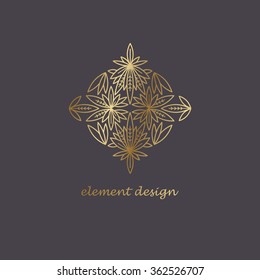 Illustration of vector elements in the style of a mono line. Template for creating a unique luxury design, logos, artwork, design exhibitions, auctions, corporate products, business cards.