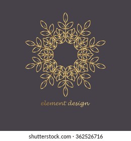 Illustration of vector elements in the style of a mono line. Template for creating a unique luxury design, logos, artwork, design exhibitions, auctions, corporate products, business cards.