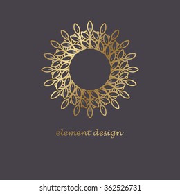 Illustration of vector elements in the style of a mono line. Template for creating a unique luxury design, logos, artwork, design exhibitions, auctions, corporate products, business cards.