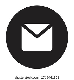 Illustration Vector of Email icon with envelope and flap | Circle Glyph Icon