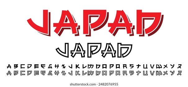 Illustration Vektorgrafik des englischen Alphabets von A bis Z im japanischen Stil 