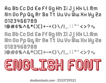 Illustration vector of English fonts alphabets from A to Z with numbers 0 to 9 and punctuation marks