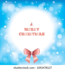 Illustration vector eps 10 of blue bokeh background decorated with snowflake and gold rose ribbon for Christmas card.