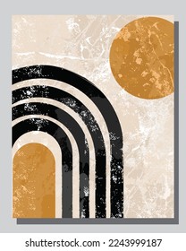 Illustration vector EPS 10 print, hand draw painted abstract organic shapes, contemporary aesthetic boho mid century modern art in Scandinavian nordic design style	