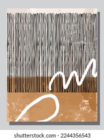 Vector de ilustración EPS 10 imprenta mano dibujar formas abstractas pintadas geometría estética contemporánea boho arte moderno estilo escandinavo nórdico estilo de diseño	