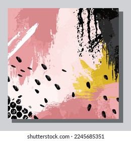 Illustration vector EPS 10 print, hand draw painted abstract organic shapes, contemporary aesthetic boho mid century modern art in Scandinavian nordic design style	