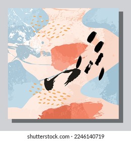 Vector de ilustración EPS 10 impresión, dibujo a mano formas orgánicas abstractas, arte estético contemporáneo boho arte moderno de mediados de siglo en estilo escandinavo de diseño nórdico	