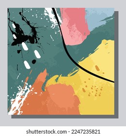 Vector de ilustración EPS 10 impresión, dibujo a mano formas orgánicas abstractas, arte estético contemporáneo boho arte moderno de mediados de siglo en estilo escandinavo de diseño nórdico	