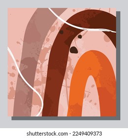 Vector de ilustración EPS 10 impresión, dibujo a mano formas orgánicas abstractas, arte estético contemporáneo boho arte moderno de mediados de siglo en estilo escandinavo de diseño nórdico
