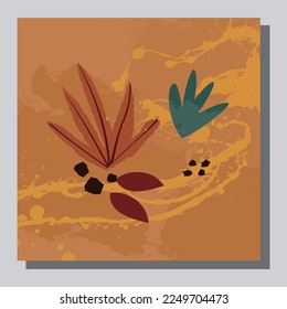 Vector de ilustración EPS 10 impresión, dibujo a mano formas orgánicas abstractas de forma jardín botánico, estética contemporánea boho arte moderno de mediados de siglo en estilo de diseño nórdico escandinavo
