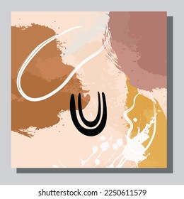 Vector de ilustración EPS 10 impresión, dibujo a mano formas orgánicas abstractas, arte estético contemporáneo boho arte moderno de mediados de siglo en estilo escandinavo de diseño nórdico

