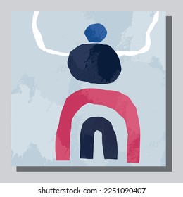 Vector de ilustración EPS 10 impresión, dibujo a mano formas orgánicas abstractas, arte estético contemporáneo boho arte moderno de mediados de siglo en estilo escandinavo de diseño nórdico
