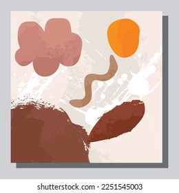 Illustration, Vektorgrafik EPS10 Druck, handgezeichnet abstrakte organische Formen botanischer Garten, zeitgenössische ästhetische boho Mitte des Jahrhunderts moderne Kunst im skandinavischen nordischen Design Stil
