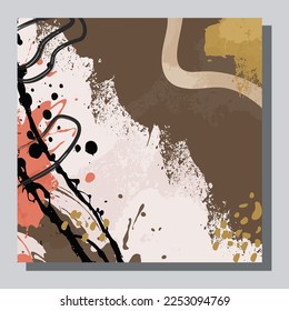 Illustration vector EPS 10 print, hand draw painted abstract organic shapes, contemporary aesthetic boho mid century modern art in Scandinavian nordic design style
