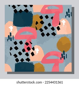 Vector de ilustración EPS 10 impresión, dibujo a mano formas orgánicas abstractas, arte estético contemporáneo boho arte moderno de mediados de siglo en estilo escandinavo de diseño nórdico
