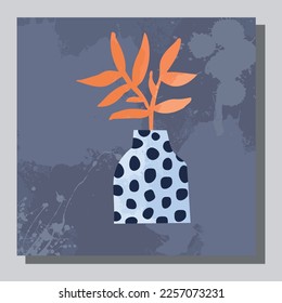 Vector de ilustración EPS 10 impresión, dibujo a mano formas orgánicas abstractas de forma jardín botánico, estética contemporánea boho arte moderno de mediados de siglo en estilo de diseño nórdico escandinavo
