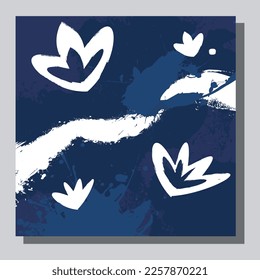 Illustration vector EPS 10 print, hand draw painted abstract organic shapes, contemporary aesthetic boho mid century modern art in Scandinavian nordic design style
