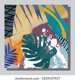 Illustration vector EPS 10 print. hand draw painted abstract organic shapes botanical garden. contemporary aesthetic boho mid century modern art in Scandinavian nordic design style
