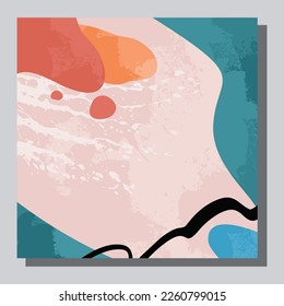 Illustration vector EPS 10 print. Hand draw painted abstract organic shapes. contemporary aesthetic boho mid century modern art in Scandinavian nordic design style
