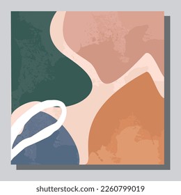 Illustration, Vektorgrafik EPS10 Druck. Handzeichnen gemalte abstrakte organische Formen. zeitgenössische ästhetische Boho Mitte des Jahrhunderts moderne Kunst im skandinavischen nordischen Design-Stil
