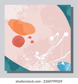 Illustration vector EPS 10 print. Hand draw painted abstract organic shapes. contemporary aesthetic boho mid century modern art in Scandinavian nordic design style
