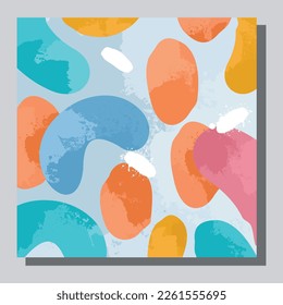 Illustration vector EPS 10 print. Hand draw painted abstract organic shapes. contemporary aesthetic boho mid century modern art in Scandinavian nordic design style
