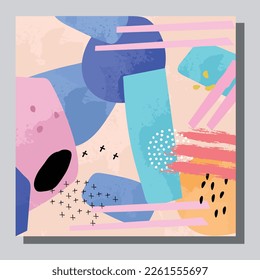 Illustration vector EPS 10 print. Hand draw painted abstract organic shapes. contemporary aesthetic boho mid century modern art in Scandinavian nordic design style

