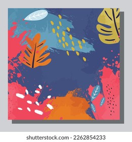 Illustration vector EPS 10 print. hand draw painted abstract organic shapes botanical garden. contemporary aesthetic boho mid century modern art in Scandinavian nordic design style
