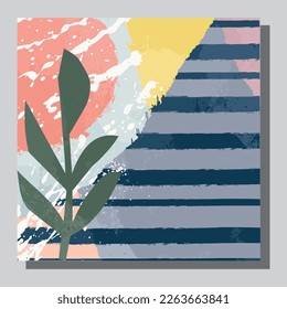 Illustration vector EPS 10 print. hand draw painted abstract organic shapes botanical garden. contemporary aesthetic boho mid century modern art in Scandinavian nordic design style
