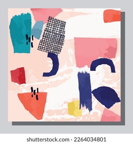 Illustration vector EPS 10 print. Hand draw painted abstract organic shapes. contemporary aesthetic boho mid century modern art in Scandinavian nordic design style
