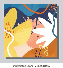 Illustration vector EPS 10 print. Hand draw painted abstract organic shapes. contemporary aesthetic boho mid century modern art in Scandinavian nordic design style
