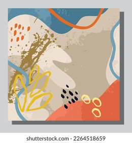 Impresión de 10 vectores de ilustración EPS. Dibujar a mano formas orgánicas abstractas pintadas. estética contemporánea boho arte moderno de mediados de siglo en estilo escandinavo de diseño nórdico
