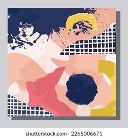 Illustration vector EPS 10 print. Hand draw painted abstract organic shapes. contemporary aesthetic boho mid century modern art in Scandinavian nordic design style
