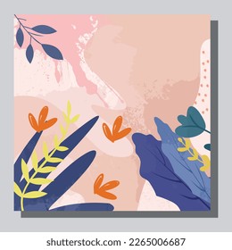 Illustration vector EPS 10 print. Hand draw painted abstract organic shapes. contemporary aesthetic boho mid century modern art in Scandinavian nordic design style
