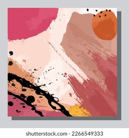 Illustration vector EPS 10 print. Hand draw painted abstract organic shapes. contemporary aesthetic boho mid century modern art in Scandinavian nordic design style

