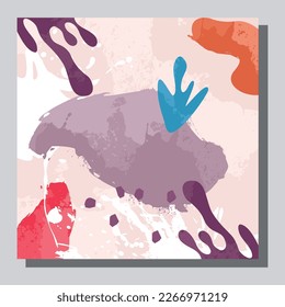 Illustration vector EPS 10 print. Hand draw painted abstract organic shapes. contemporary aesthetic boho mid century modern art in Scandinavian nordic design style
