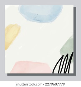 Illustration vector EPS 10 print. Hand draw painted abstract watercolour. contemporary aesthetic boho mid century modern art in Scandinavian nordic design style
