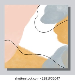 Illustration vector EPS 10 print. Hand draw painted abstract watercolour. contemporary aesthetic boho mid century modern art in Scandinavian nordic design style
