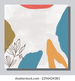 Illustration vector EPS 10 print. Hand draw painted abstract watercolour. contemporary aesthetic boho mid century modern art in Scandinavian nordic design style

