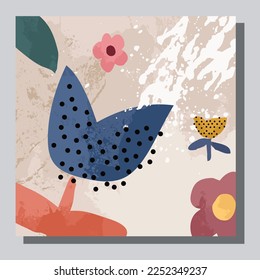 Illustration vector EPS 10 print.Hand drawn boho plants, shapes,scandinvian, figure, palm leaves and nature view. Modern floral vector illustration, poster, wall art poster, fashion.