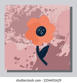 Vector de ilustración EPS 10 print.Hand dibujó plantas boho, formas, escandinavos, figura, hojas de palma y vista de la naturaleza. Ilustración vectorial floral moderna, afiche, afiche artístico mural, moda.
