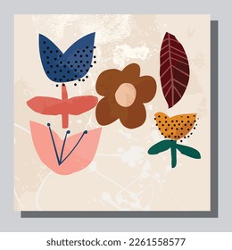 Illustration vector EPS 10 print.Hand drawn boho plants, shapes,scandinvian, figure, palm leaves and nature view. Modern floral vector illustration, poster, wall art poster, fashion.
