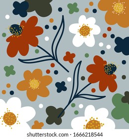 Illustration vector EPS print abstract modern art flowers design style for interior or cover or textile or background or packaging or pattern or decorations. Spring flower. Mother's day pattern.