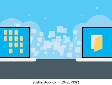 Illustration Vector EPS10: Laptop File Transfer