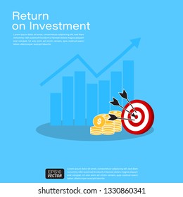 Illustration Vector EPS10: Return of Investment, Chart, Graph, Goal and Coins