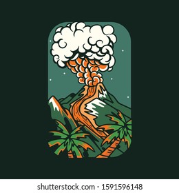 illustration vector of an erupting volcano