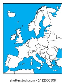 Illustration Vector Europe Map Line Art
