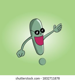 illustration vector of Exclamation mark in green color. cute and funny character