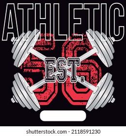 Illustration vector exercise weights and text Athletic Number 56