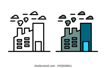 Illustration vector of Factory icon set with line style and color style